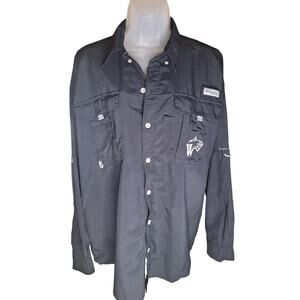 Columbia Mens PFG Long Sleeve Shirt Black Mesh Back Sz L